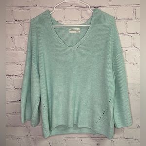 Anthropologie Seafoam Green Dolman Knit V-Neck Long Sleeve Sweater